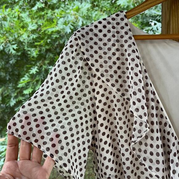 Maison Tara White And Brown Polka Dot Classic Midi Dress Size 16W - Picture 5 of 11